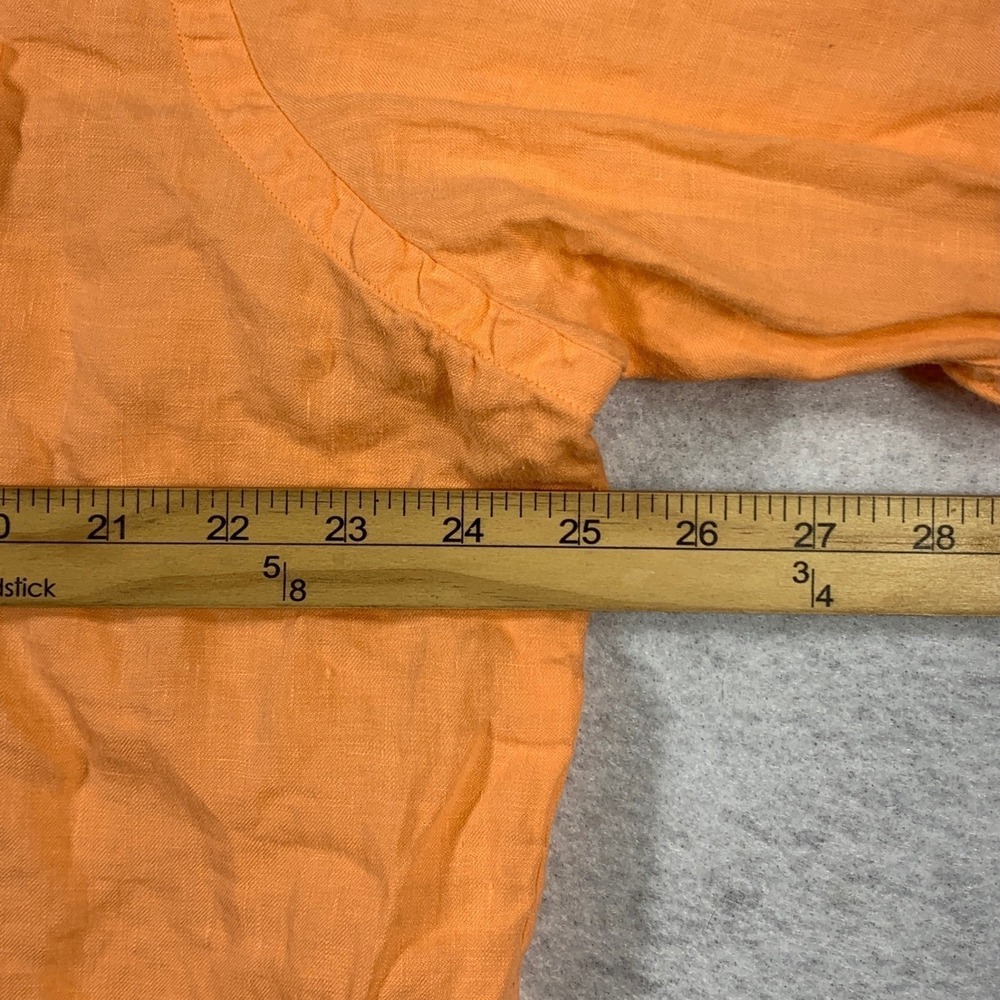 Polo Ralph Lauren Shirt Mens XXL Orange 100% Linen Button Up Long Sleeve Pockets - Picture 6 of 10